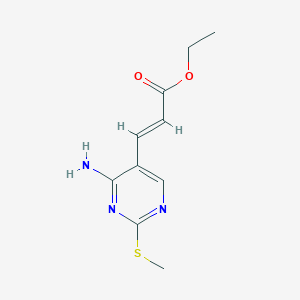 Chemical structure of Ethyl 3-(4-amino-2-(methylthio)pyrimidin-5-yl)acrylate