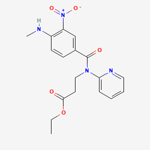 Chemical structure of Ethyl 3-(4-(ethylamino)-3-nitro-N-(pyridin-2-yl)benzamido)propanoate