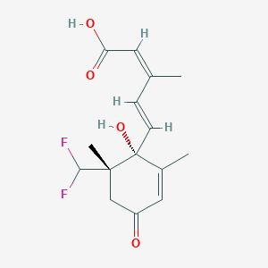 Chemical structure of ethyl 3-(3-ethoxy-4-methoxyphenyl)-2,2-difluorocyclopropane-1-carboxylate