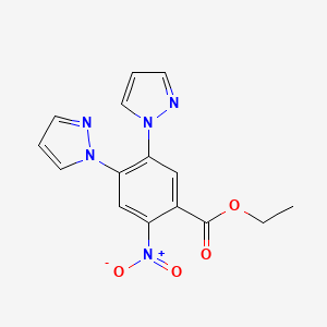 Chemical structure of Ethyl 2-Nitro-4,5-di(1-pyrazolyl)benzoate