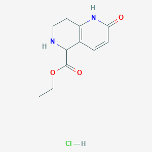 Chemical structure of Ethyl 2-hydroxy-5,6,7,8-tetrahydro-1,6-naphthyridine-5-carboxylate hydrochloride