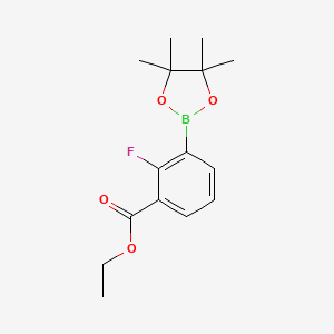 Chemical structure of Ethyl 2-fluoro-3-(4,4,5,5-tetramethyl-1,3,2-dioxaborolan-2-yl)benzoate