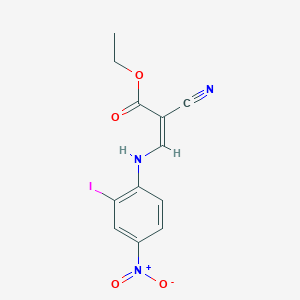 Chemical structure of Ethyl 2-cyano-3-((2-iodo-4-nitrophenyl)amino)acrylate