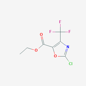 Chemical structure of Ethyl 2-chloro-4-(trifluoromethyl)oxazole-5-carboxylate