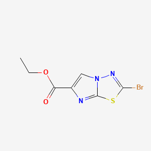 Chemical structure of Ethyl 2-bromoimidazo[2,1-b][1,3,4]thiadiazole-6-carboxylate