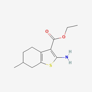 Chemical structure of Ethyl 2-amino-6-methyl-4,5,6,7-tetrahydrobenzo[b]thiophene-3-carboxylate