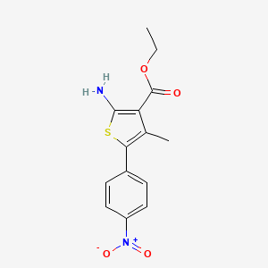 Chemical structure of Ethyl 2-amino-4-methyl-5-(4-nitrophenyl)thiophene-3-carboxylate