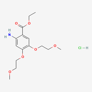 Chemical structure of Ethyl 2-amino-4,5-bis(2-methoxyethoxy)benzoate hydrochloride
