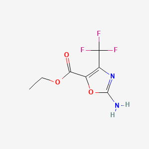 Chemical structure of Ethyl 2-amino-4-(trifluoromethyl)oxazole-5-carboxylate