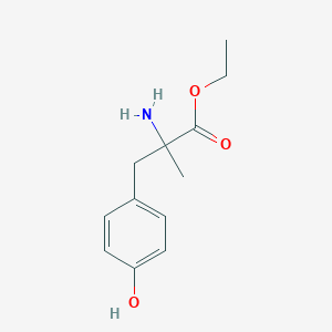 Chemical structure of Ethyl 2-amino-3-(4-hydroxyphenyl)-2-methylpropanoate