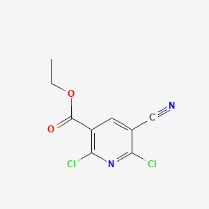 Chemical structure of Ethyl 2,6-Dichloro-5-cyanonicotinate