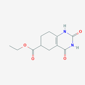 Chemical structure of Ethyl 2,4-Dihydroxy-5,6,7,8-Tetrahydroquinazoline-6-Carboxylate