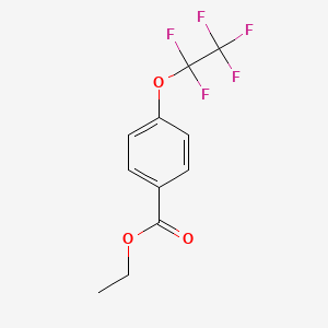 Chemical structure of ethyl 2,2-difluoro-2-(4-(trifluoromethoxy)phenyl)acetate
