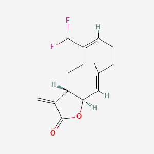 Chemical structure of ethyl 2,2-difluoro-1-(4-propylphenyl)cyclopropane-1-carboxylat