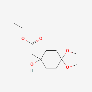 Chemical structure of Ethyl 2-(8-hydroxy-1,4-dioxaspiro[4.5]decan-8-yl)acetate