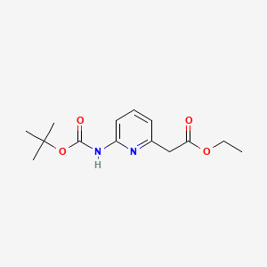 Chemical structure of Ethyl 2-(6-((tert-butoxycarbonyl)amino)pyridin-2-yl)acetate