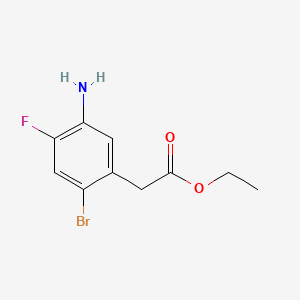 Chemical structure of Ethyl 2-(5-amino-2-bromo-4-fluorophenyl)acetate