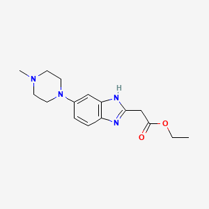 Chemical structure of Ethyl 2-(5-(4-methylpiperazin-1-yl)-1H-benzo[d]imidazol-2-yl)acetate