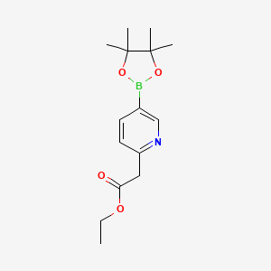 Chemical structure of Ethyl 2-(5-(4,4,5,5-tetramethyl-1,3,2-dioxaborolan-2-yl)pyridin-2-yl)acetate