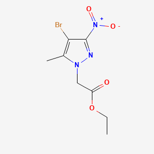 Chemical structure of ethyl (4-bromo-5-methyl-3-nitro-1H-pyrazol-1-yl)acetate