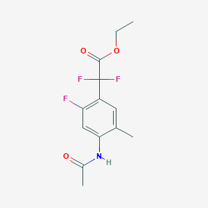 Chemical structure of ethyl 2-(4-acetamido-2-fluoro-5-methylphenyl)-2,2-difluoroacetate