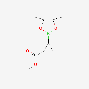 Chemical structure of Ethyl 2-(4,4,5,5-tetramethyl-1,3,2-dioxaborolan-2-yl)cyclopropanecarboxylate