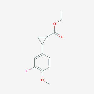 Chemical structure of Ethyl 2-(3-fluoro-4-methoxyphenyl)cyclopropanecarboxylate