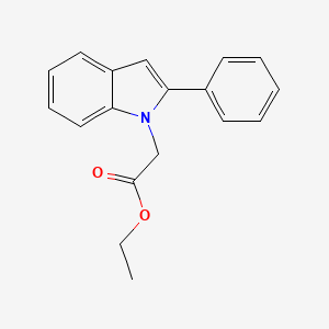 Chemical structure of Ethyl 2-(2-phenyl-1H-indol-1-yl)acetate