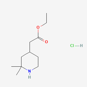 Chemical structure of Ethyl 2-(2,2-dimethylpiperidin-4-yl)acetate hydrochloride