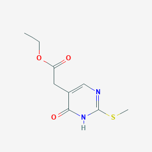 Chemical structure of Ethyl 2-(2-(methylthio)-6-oxo-1,6-dihydropyrimidin-5-yl)acetate