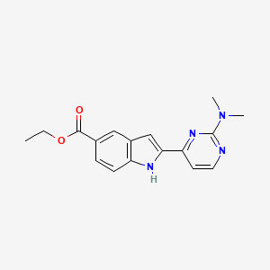Chemical structure of Ethyl 2-(2-(dimethylamino)pyrimidin-4-yl)-1H-indole-5-carboxylate