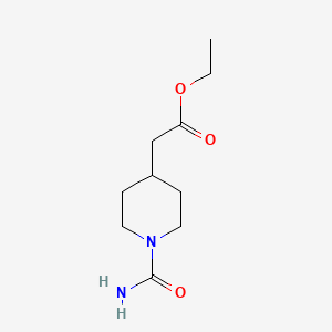 Chemical structure of Ethyl 2-(1-carbamoylpiperidin-4-yl)acetate