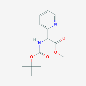 Chemical structure of Ethyl 2-((tert-butoxycarbonyl)amino)-2-(pyridin-2-yl)acetate