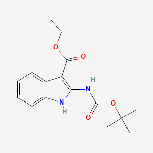 Chemical structure of Ethyl 2-((tert-butoxycarbonyl)amino)-1H-indole-3-carboxylate