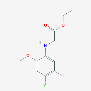 Chemical structure of Ethyl 2-((4-chloro-5-iodo-2-methoxyphenyl)amino)acetate