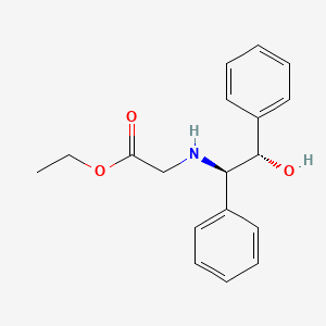 Chemical structure of Ethyl 2-(((1R,2S)-2-hydroxy-1,2-diphenylethyl)amino)acetate