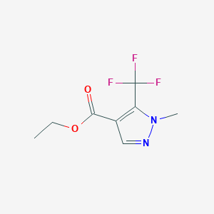 Chemical structure of Ethyl 1-methyl-5-(trifluoromethyl)-1H-pyrazole-4-carboxylate