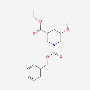 Chemical structure of Ethyl 1-Cbz-5-Hydroxypiperidine-3-carboxylate