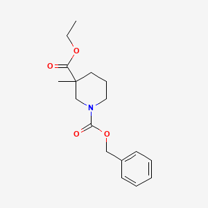 Chemical structure of Ethyl 1-Cbz-3-methylpiperidine-3-carboxylate