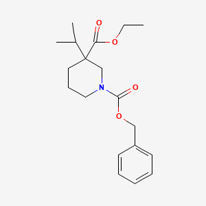 Chemical structure of Ethyl 1-Cbz-3-isopropylpiperidine-3-carboxylate