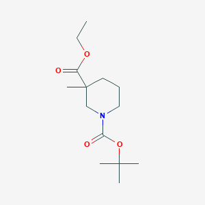 Chemical structure of Ethyl 1-Boc-3-methylpiperidine-3-carboxylate