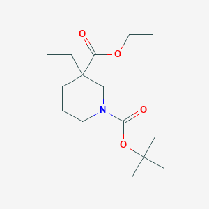 Chemical structure of Ethyl 1-Boc-3-ethylpiperidine-3-carboxylate