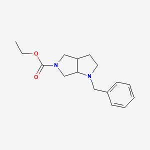 Chemical structure of Ethyl 1-benzylhexahydropyrrolo[3,4-b]pyrrole-5(1H)-carboxylate
