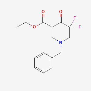 Chemical structure of Ethyl 1-benzyl-5,5-difluoro-4-oxopiperidine-3-carboxylate