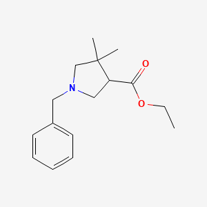 Chemical structure of ethyl 1-benzyl-4,4-dimethylpyrrolidine-3-carboxylate