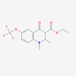 Chemical structure of ethyl 1,2-dimethyl-4-oxo-6-(trifluoromethoxy)-1,4-dihydroquinoline-3-carboxylate