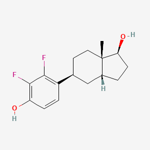 Chemical structure of ethyl 1-(4-(tert-butyl)phenyl)-2,2-difluorocyclopropane-1-carboxylate