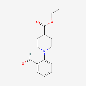 Chemical structure of Ethyl 1-(2-formylphenyl)piperidine-4-carboxylate