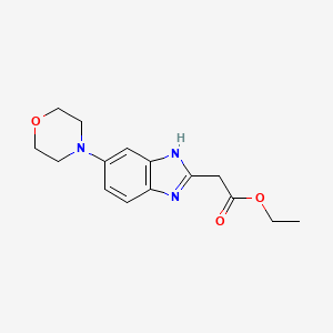 Chemical structure of Ethyl [5-(4-morpholinyl)-1H-benzimidazol-2-yl]acetate