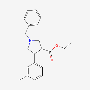 Chemical structure of ethyl (trans)-1-benzyl-4-(m-tolyl)pyrrolidine-3-carboxylate